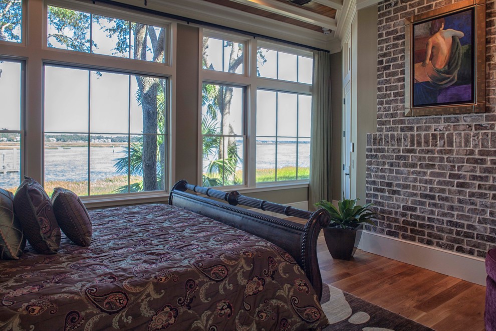 Bedroom - transitional master medium tone wood floor bedroom idea