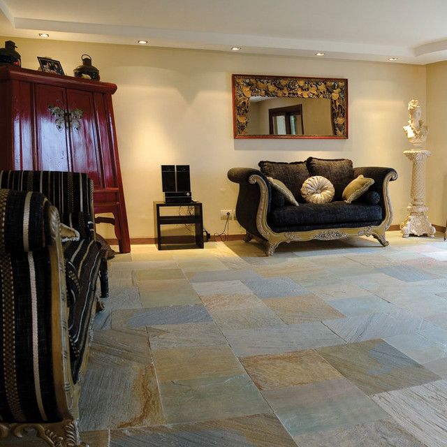 Golden Migration Natural Cleft Slate Tiles Living Room Dc