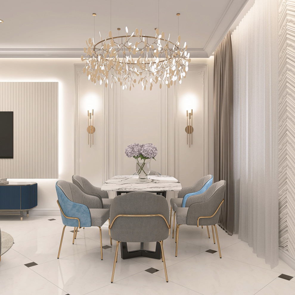 Кухня-гостиная с шиком современной классики