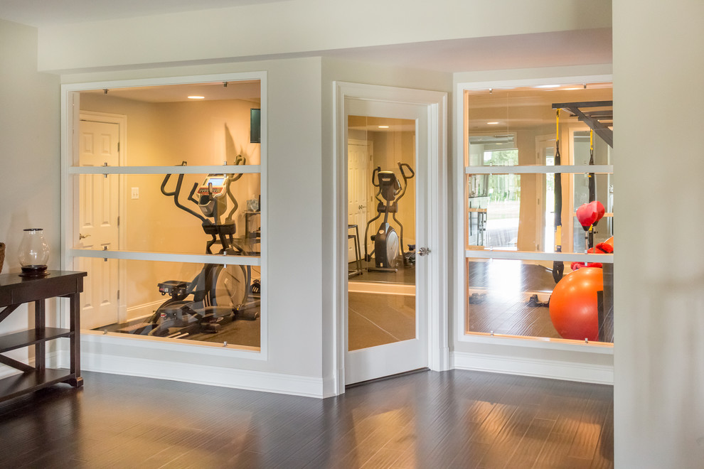 Photo of a transitional home gym in Baltimore.