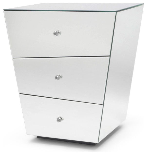 Vailan 3 Drawer Mirrored Night Stand Contemporary Nightstands