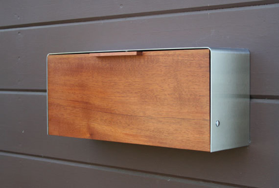 Mahogany and Stainless Steel Mailbox by Ce Ce Works