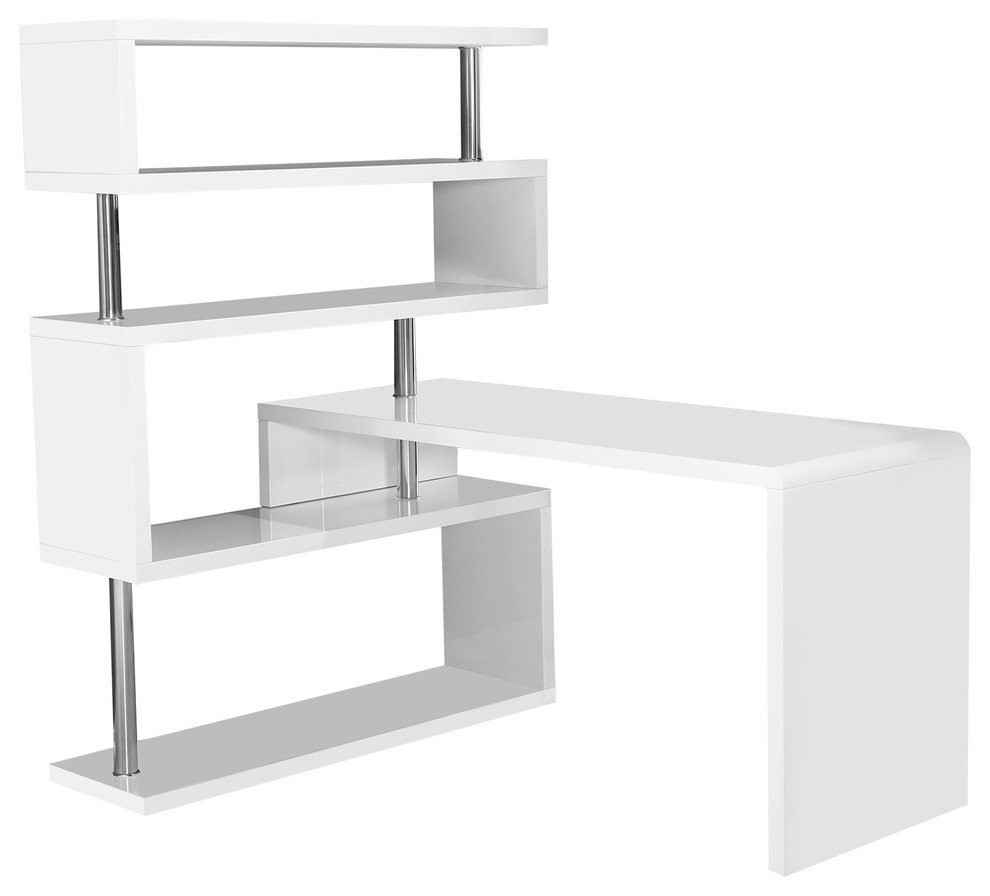 International Modern White Desk And Book Shelf Contemporary