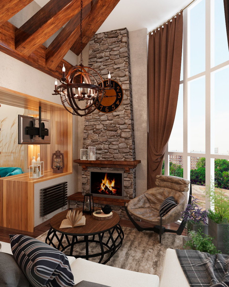 Кухня-лоджия в стиле Шале