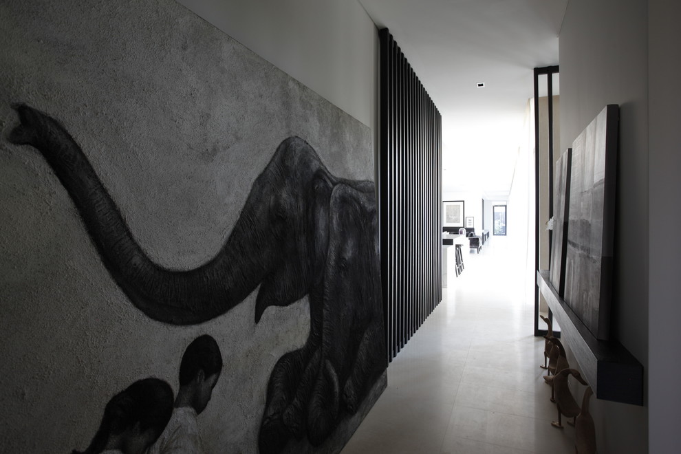 This is an example of a contemporary hallway in Perth with white walls.