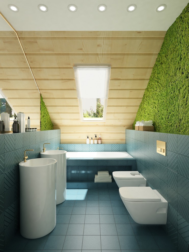 Интерьер загородного дома из оцилиндрованного бруса.