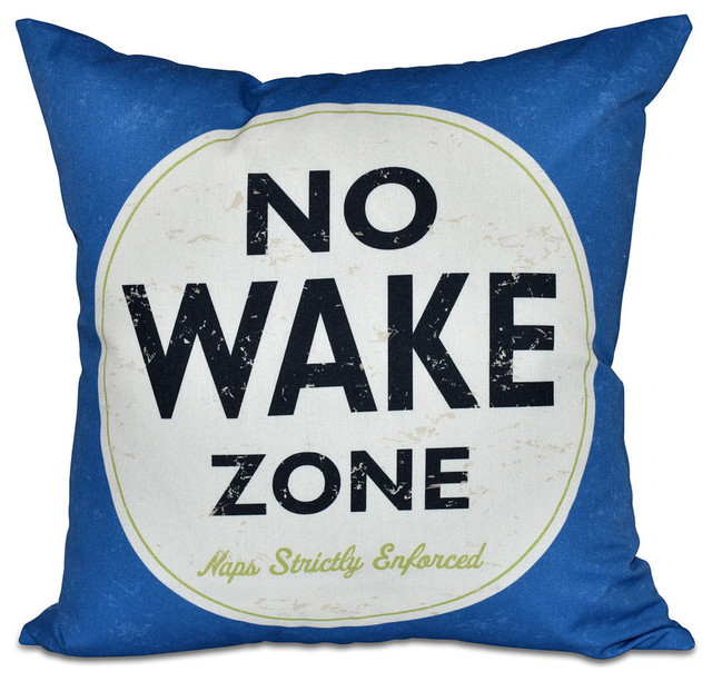 20"x20" Nap Zone, Word Print Pillow, Blue