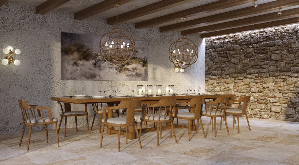 Проект интерьера террасы с камином