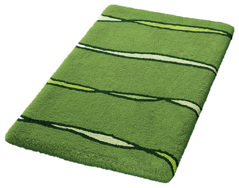 Kiwi Green Bathroom Rugs, Flow Contemporary Bath Mats by Vita Futura