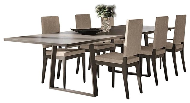 Kali Modern 7 Piece Dining Room Set White And Gray Stone