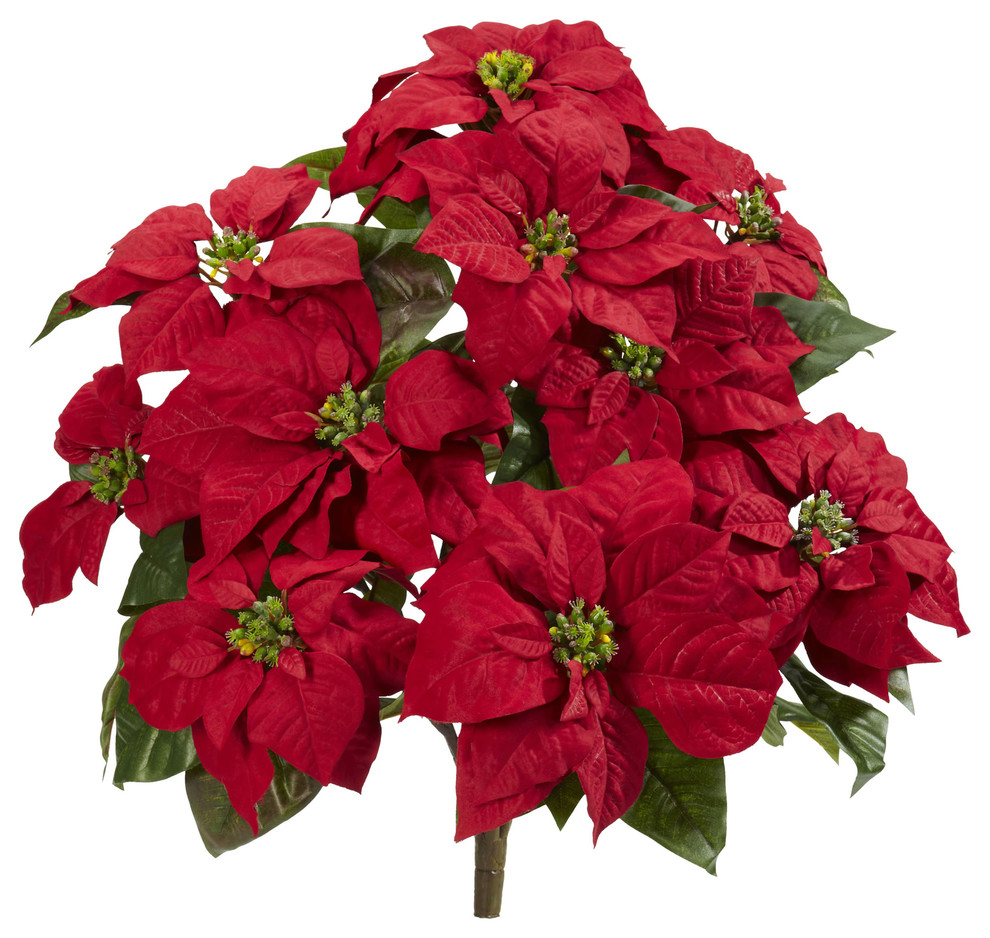 Nearly Natural 24" Poinsettia Artificial Plant (Set of 2)