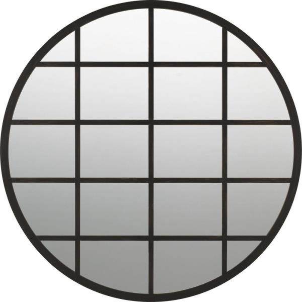 Quoizel Lighting Barracks 36 Inch Round Mirror, Black Finish