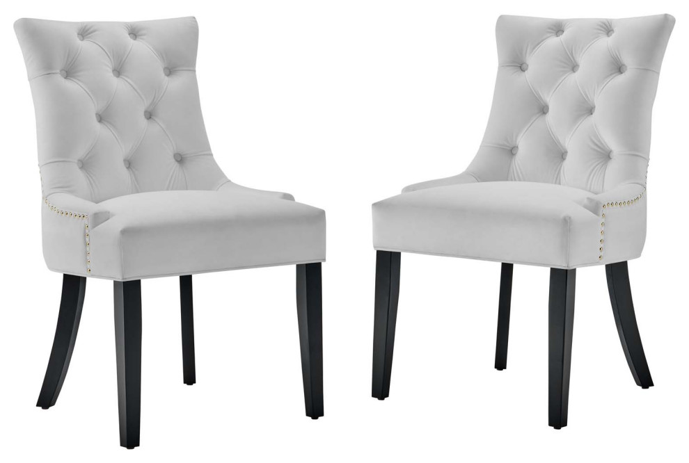 Regent Tufted Performance Velvet Dining Side Chairs, Set of 2 Contemporary Dining Chairs