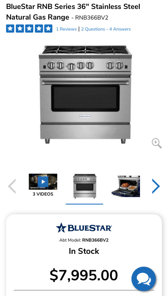 30” or 36” blue star range? Is 36” too big for my space?