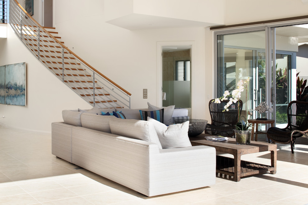 This is an example of a contemporary family room in Sunshine Coast.