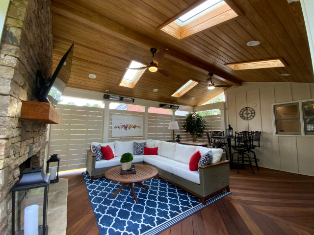 Open Porch with Fireplace in Suwanee, GA veranda