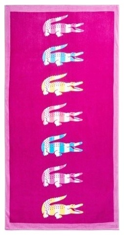 Lacoste Pink Crocodile Beach Towel