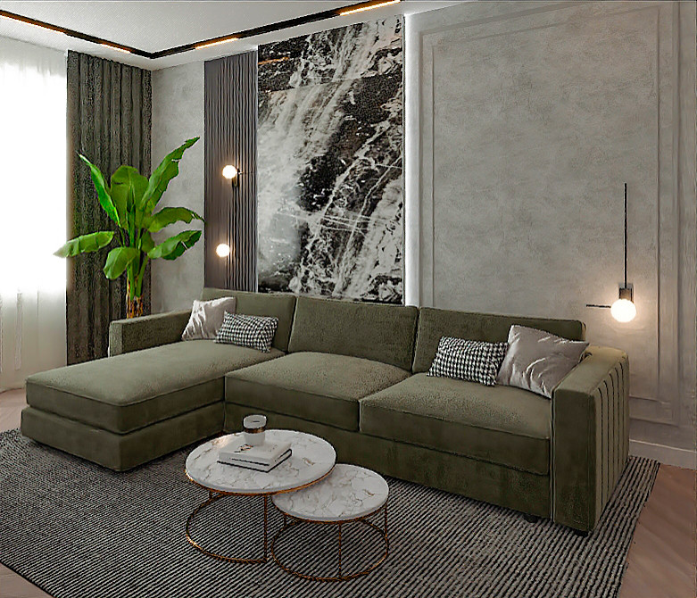 Серый-зеленый оазис: гармония контрастов