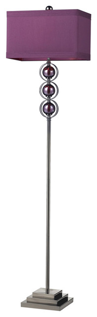 Alva Contemporary Floor Lamp In Black Nickel And Purple