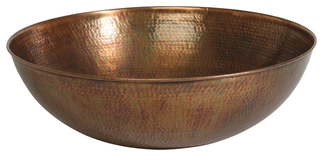 Aged Copper Hammered Bowl