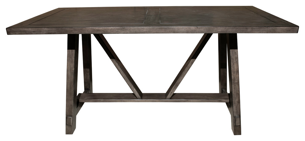 Home Fare Transitional Mahogany Farmhouse Style Wood Trestle Dining Table