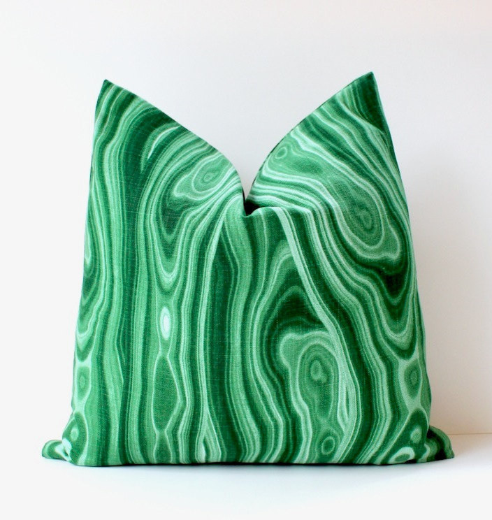 Malachite Modern Designer Pillow Cover by Whitlock & Co.