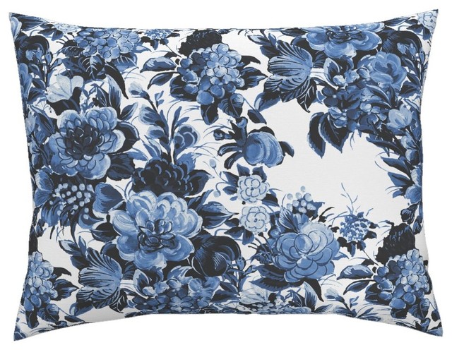 Mid Century Modern Floral Cocktail Toile Cotton Pillow Sham