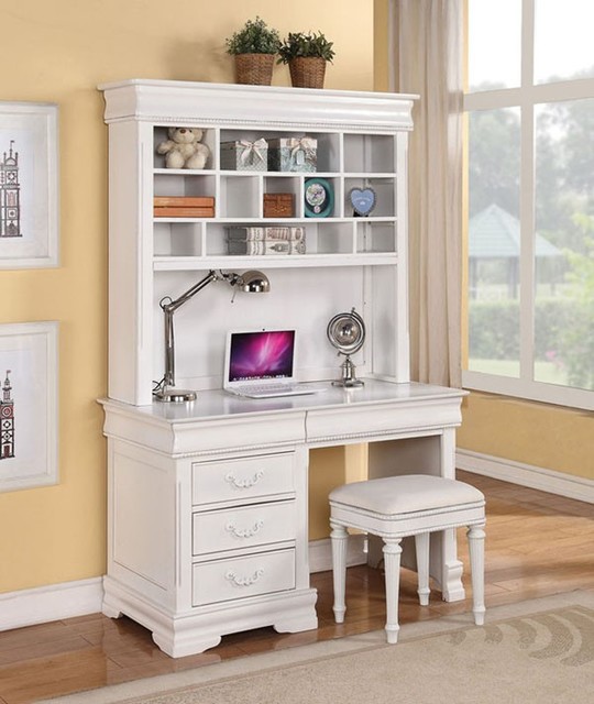 Acme Furniture - Classique White Finished Youth Computer Hutch and Desk - 30134-