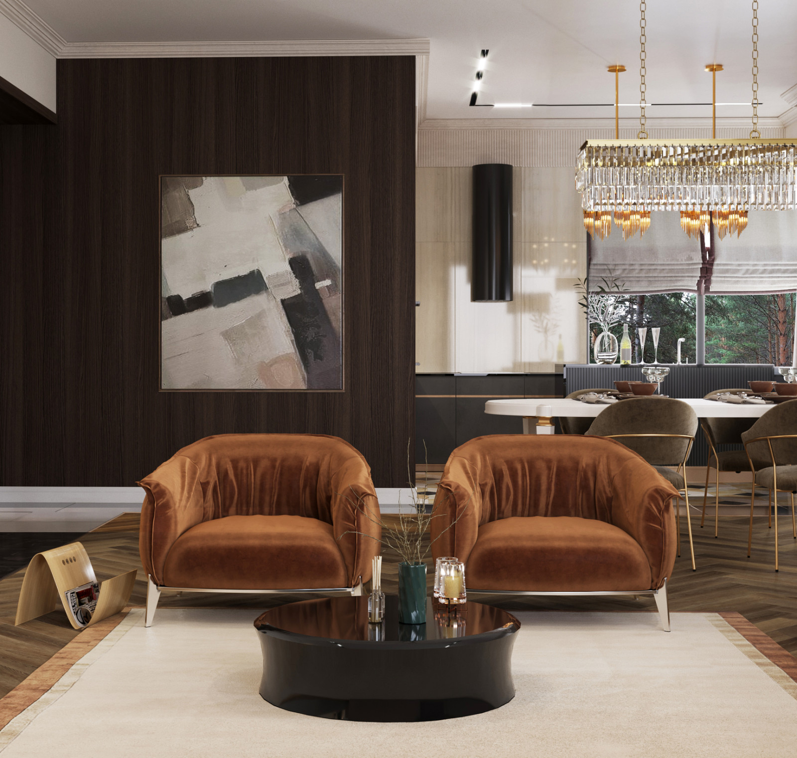 Дизайн -концепция кухни гостиной