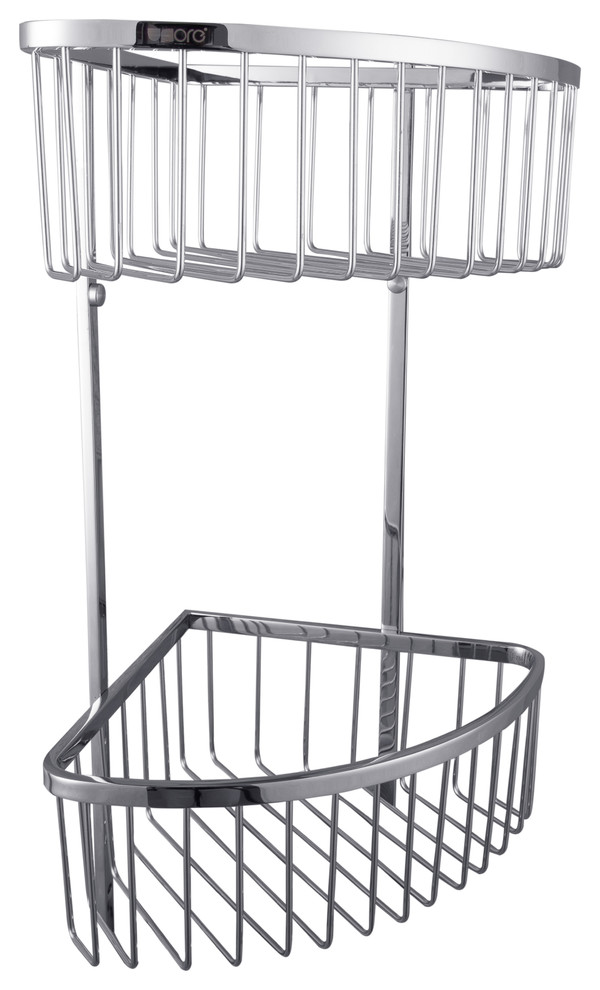 Ucore Shower Corner Basket, Polished Chrome 7.75"W x 18"H Contemporary Shower Caddies by