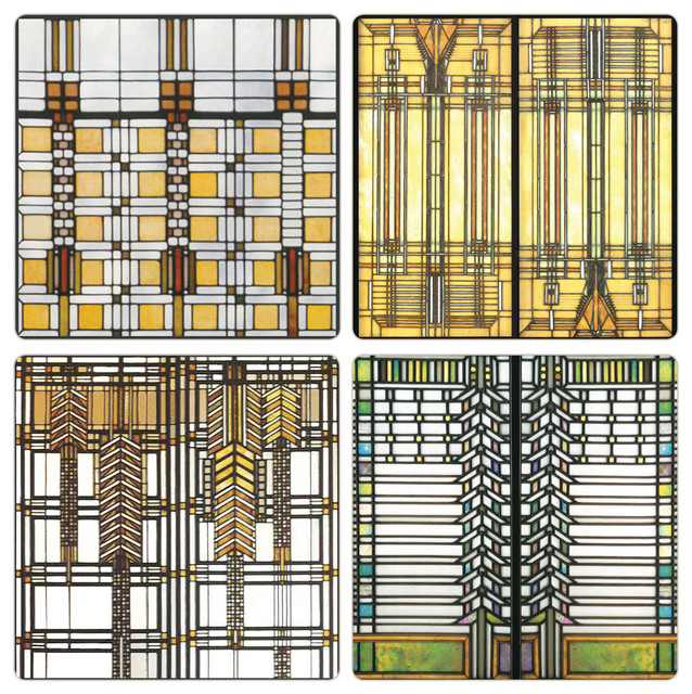 Frank Lloyd Wright Art Gl Collection Stone Coasters Set Of 8 Frank Lloyd Wright Art Gl Collection Stone Coasters Set Of 8