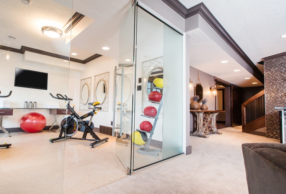 Photo of a traditional home gym in Edmonton.