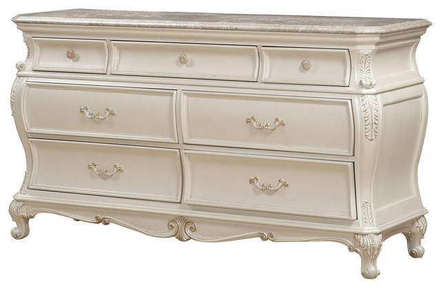 Chantelle Dresser With Granite Top Pearl White Victorian