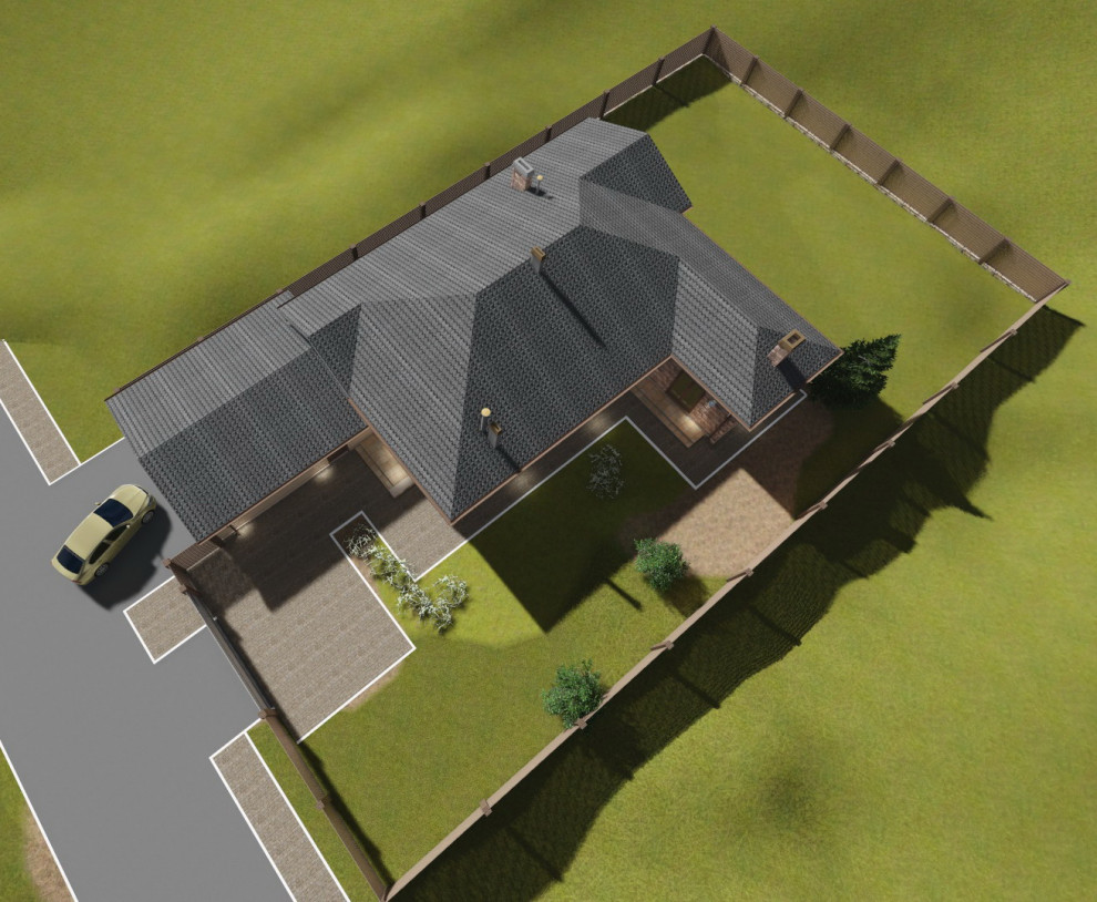 Одноэтажный кирпичный дом