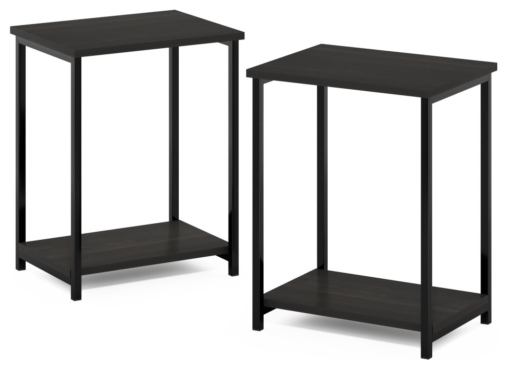 Furinno Simplistic Industrial Metal Frame End Table 2Pack Espresso