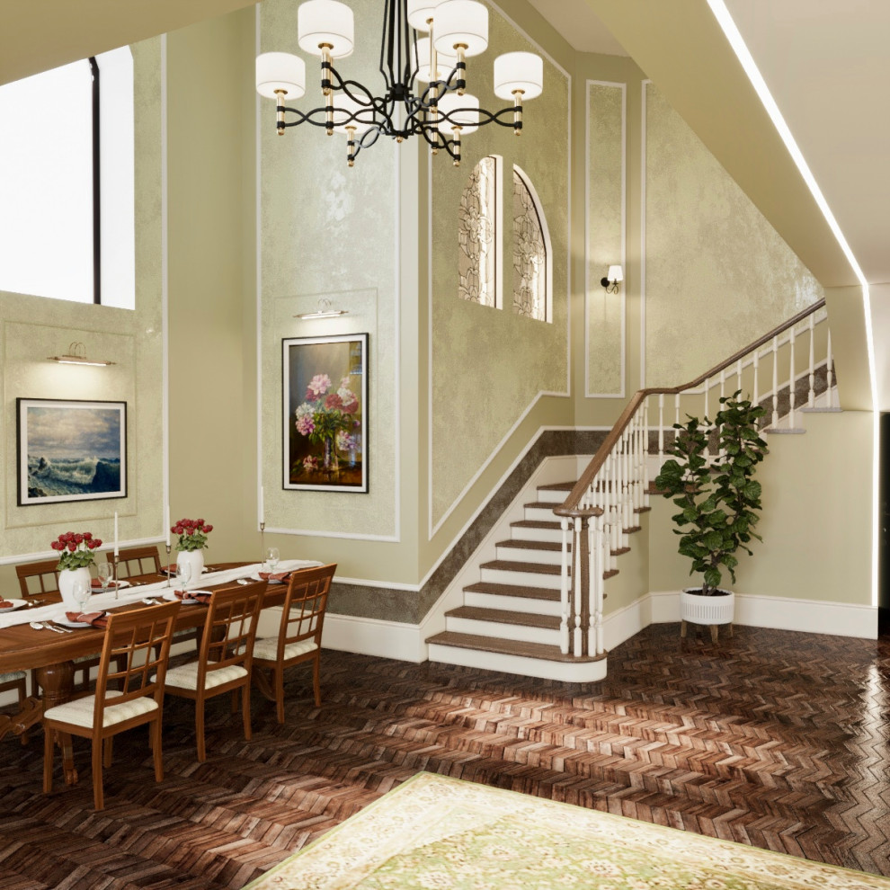 Визуализация проекта загородного дома в классическом стиле.