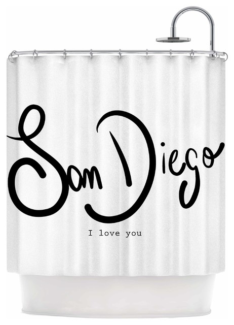 Gabriela Fuente "San Diego I Love You" Travel Typography Shower Curtain