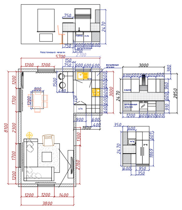 Дизайн кухни-гостиной в современном стиле