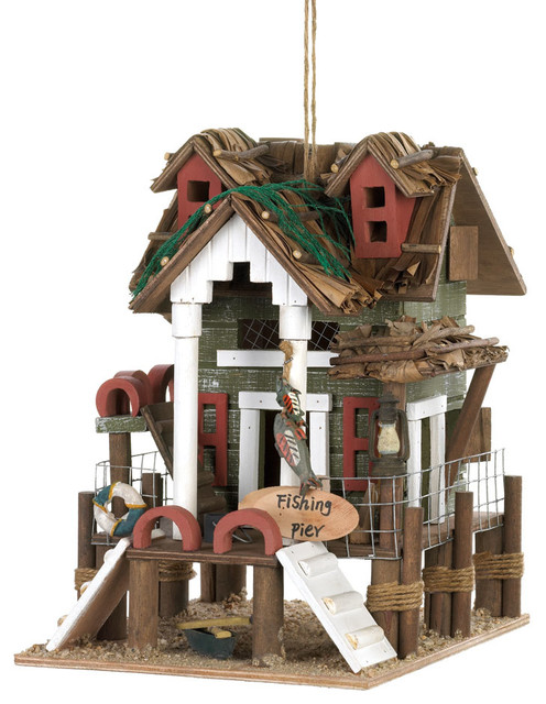 Charmingly Detailed Fishing Pier Birdhouse