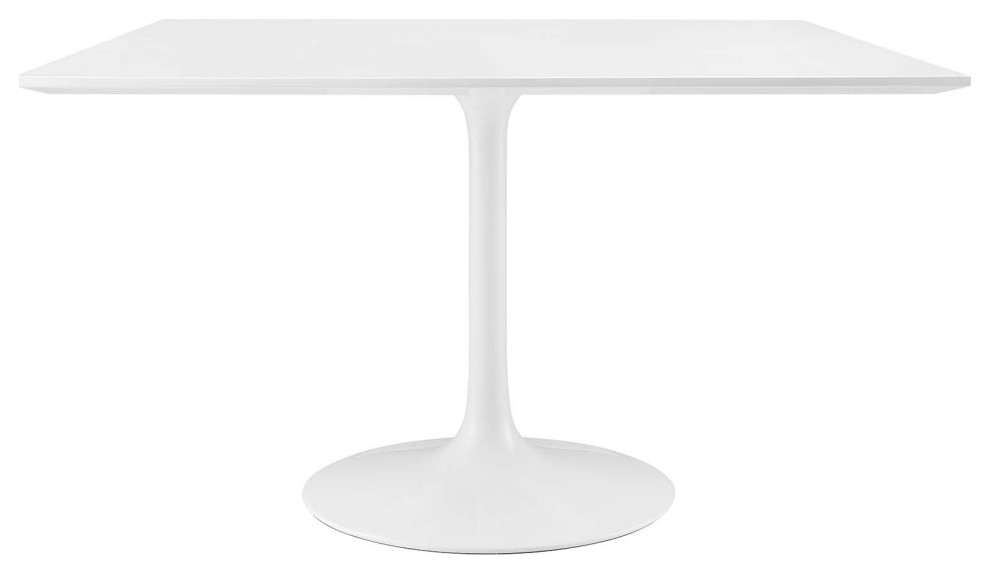 Lippa Square Wood Top Dining Table, White Midcentury Dining Tables