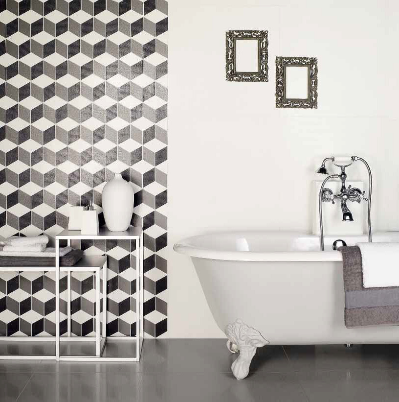 Example of a transitional bathroom design in New York