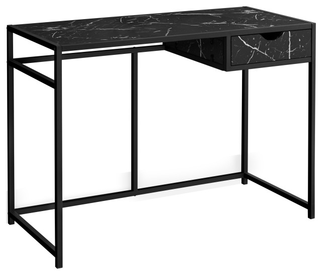 Computer Desk, Home Office, Laptop, Storage Drawer, 42"L, Work, Metal, White Contemporary