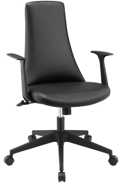 Modern Contemporary Office Chair, Black Faux Leather - Contemporary ...