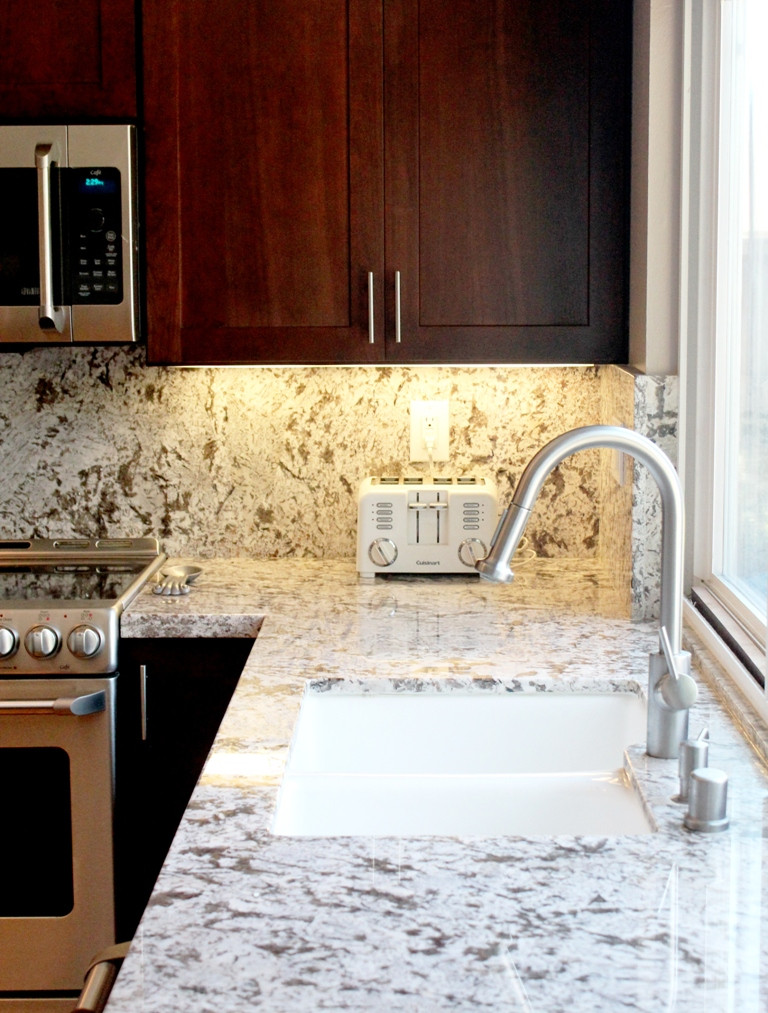 Quartzite counters - undermount sink