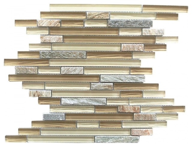 Brown Linear Bark Glass And Stone Mosaic Tile Contemporary Brown Linear Bark Glass And Stone Mosaic Tile Contemporary By Abolos