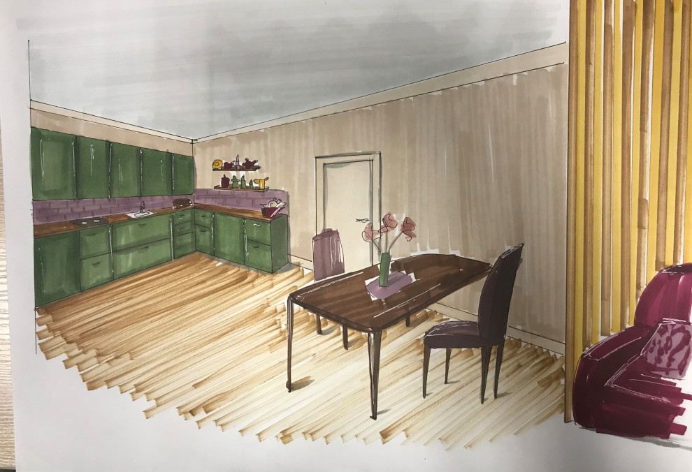 скетч кухни-гостиной