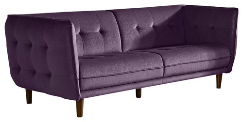 Venice Button Tuft Fabric Sofa, Purple