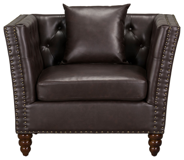 Westerly Tufted Arm Chair, Dark Brown