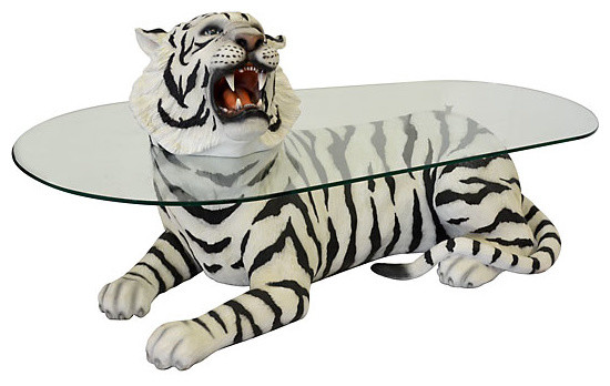 Lying Tiger Table With Gl Top Eclectic Coffee Tables By Art Lying Tiger Table With Gl Top