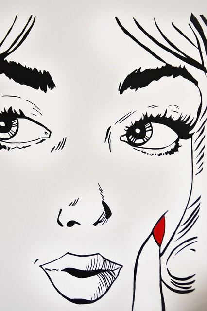 hand drawn wall art industriell-vardagsrum